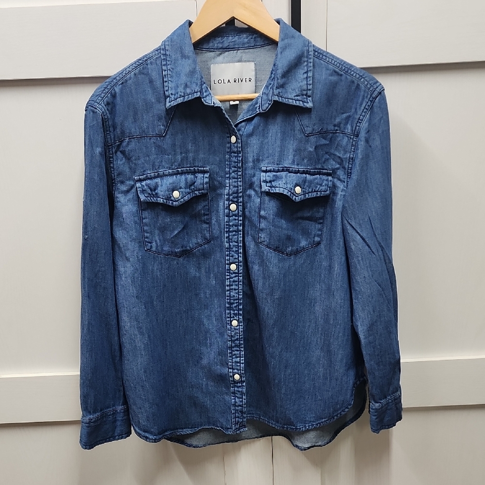Lola River Women's Blue Button Down Shirt